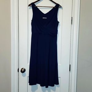 Size L, T Tahari Kendall sapphire navy mid length dress